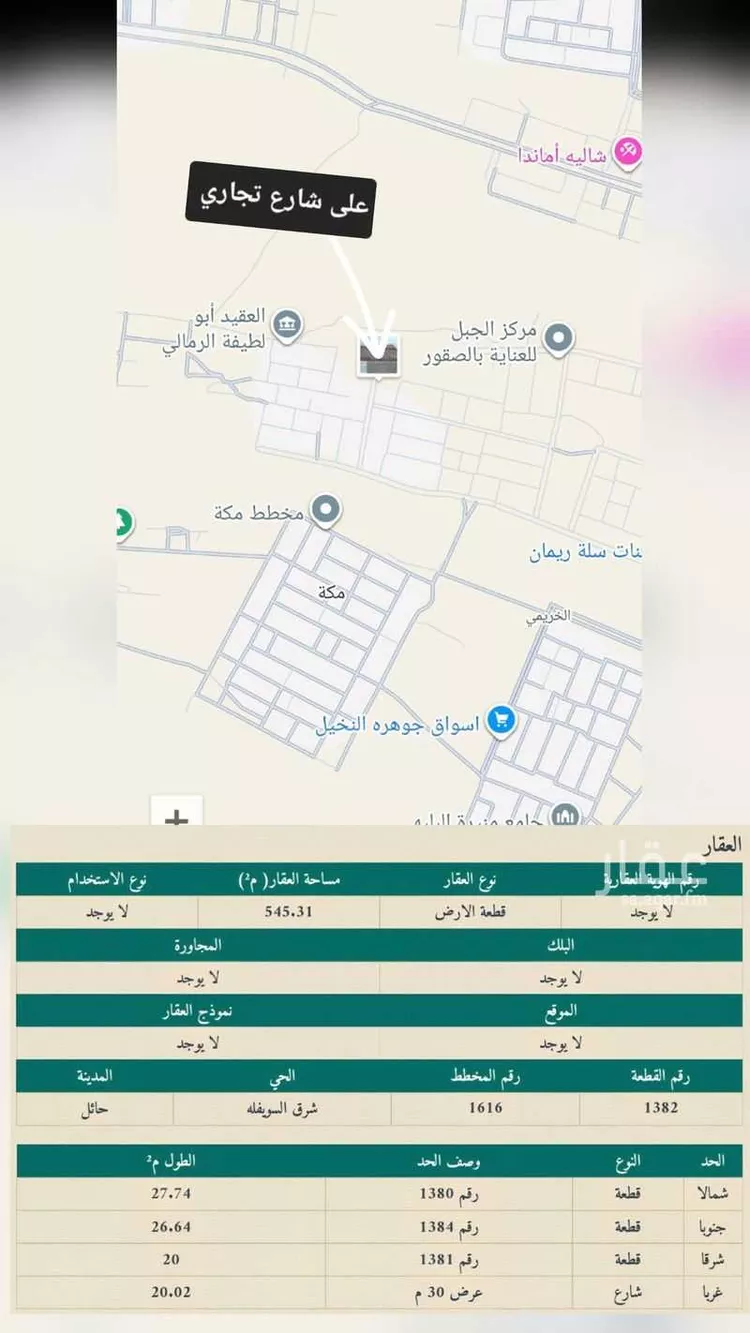 أرض للبيع في شارع الحارث بن عوف المري ، حي الخريمي ، حائل ، منطقة حائل