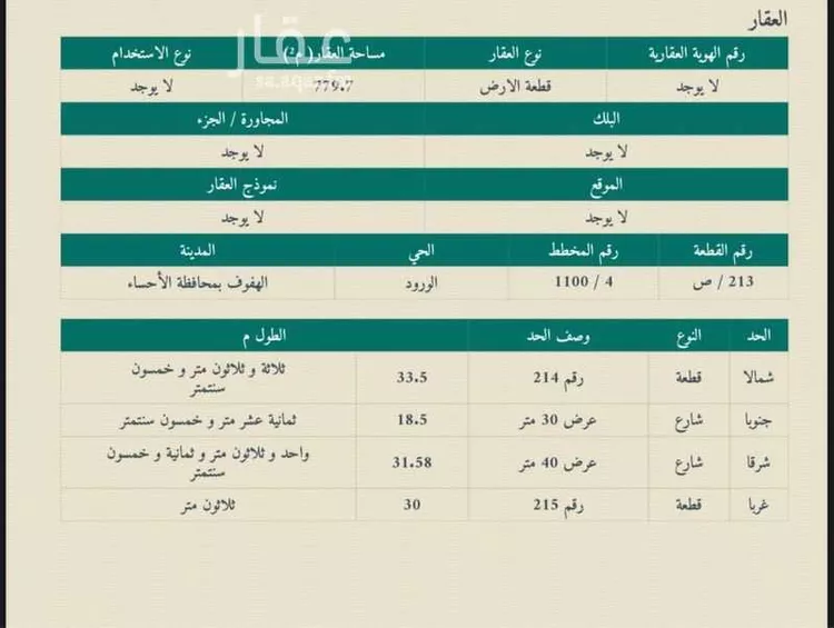 أرض للبيع في شارع اللصيفاء, حي الورود الثالث, مدينة الاحساء, المنطقة الشرقية صورة 2