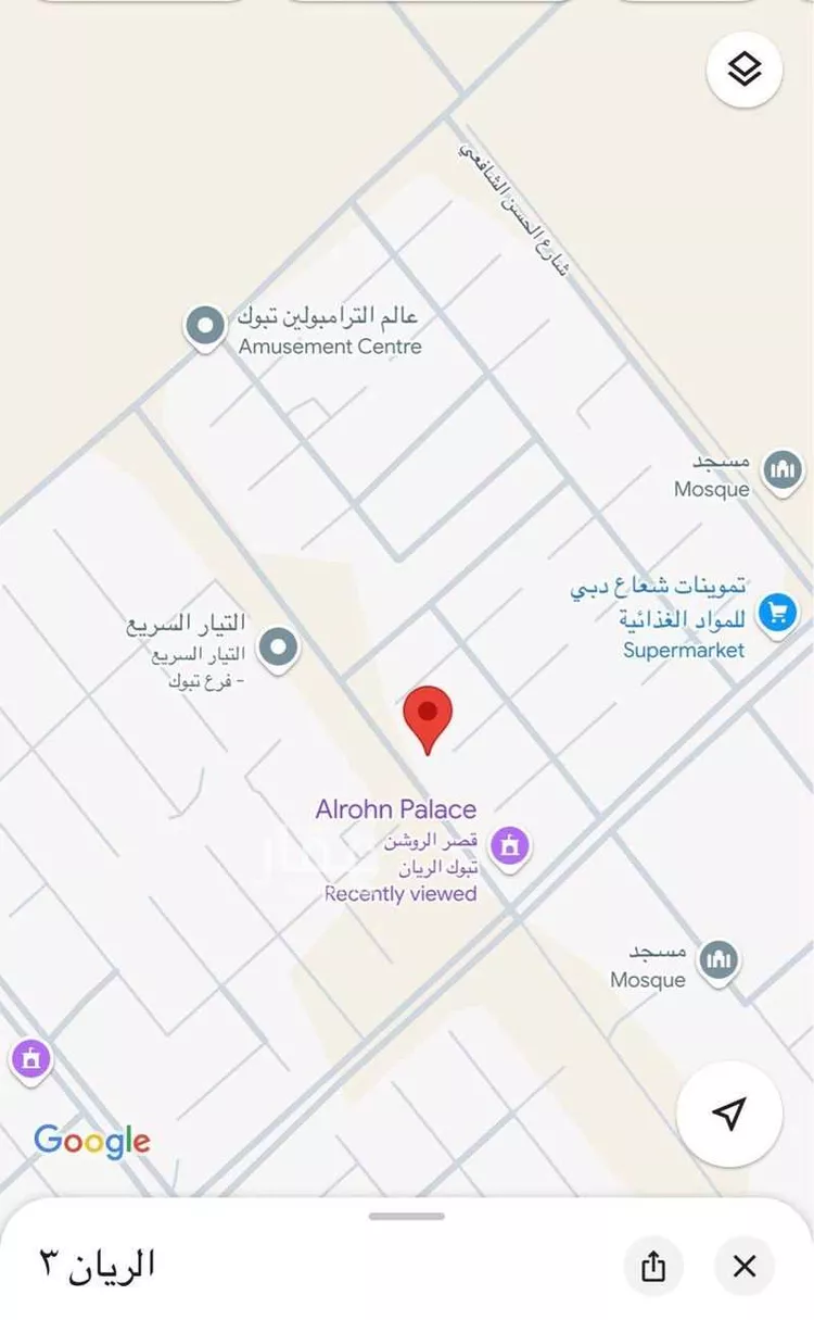 أرض للإيجار في شارع عقبة بن عامر, حي الريان, مدينة تبوك, منطقة تبوك