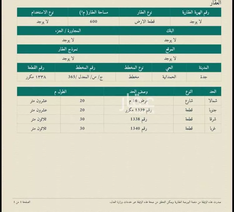 أرض للبيع في شارع أبي ثابت الخطيب, حي الحمدانية, مدينة جدة, منطقة مكة المكرمة