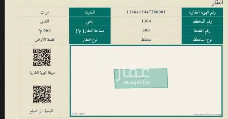 أرض للبيع في شارع محمد بن بشير الانصاري ، حي الندى ، مرات ، مرات