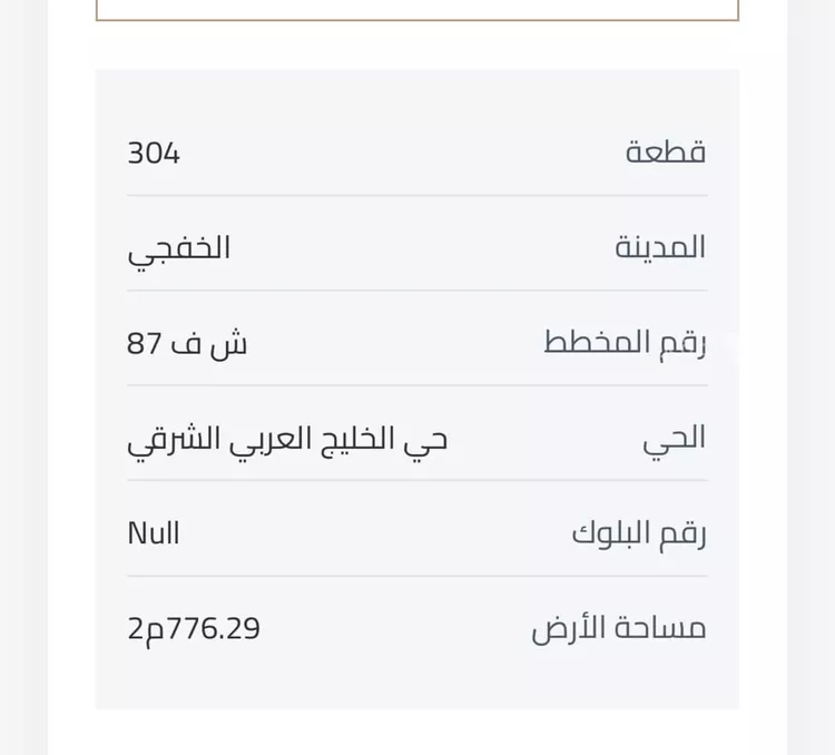 أرض للبيع في شارع 28218402, حي مخطط 87, مدينة الخفجي, المنطقة الشرقية 2