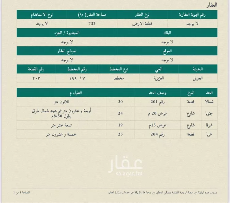 أرض للبيع في شارع غرناطة 291, حي غرناطة, مدينة الجبيل, المنطقة الشرقية