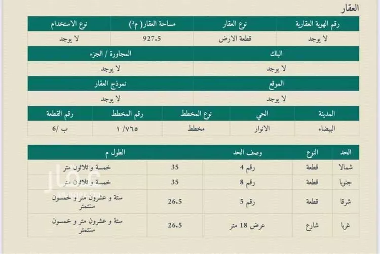 أرض للإيجار في حي الأنوار, مدينة الدمام, المنطقة الشرقية
