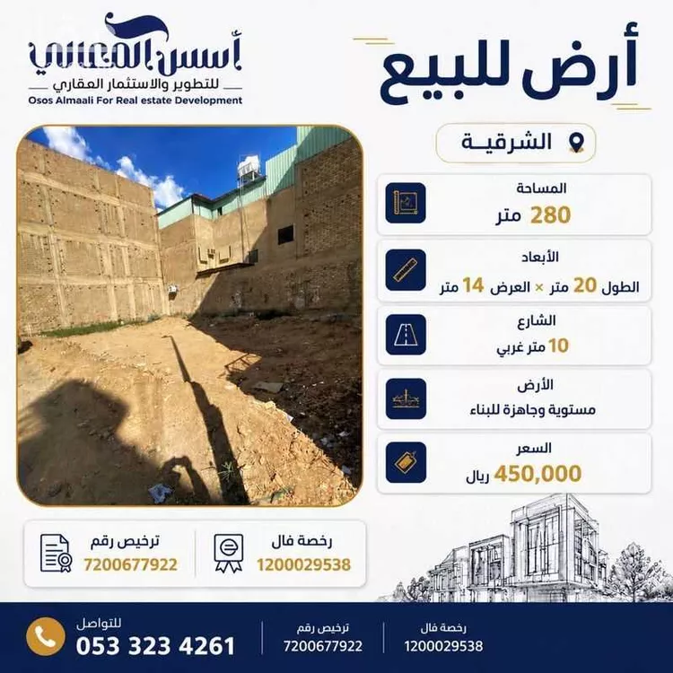 أرض للبيع في حي الشرقية, مدينة امارة منطقة مكة المكرمة - الطائف, منطقة مكة المكرمة
