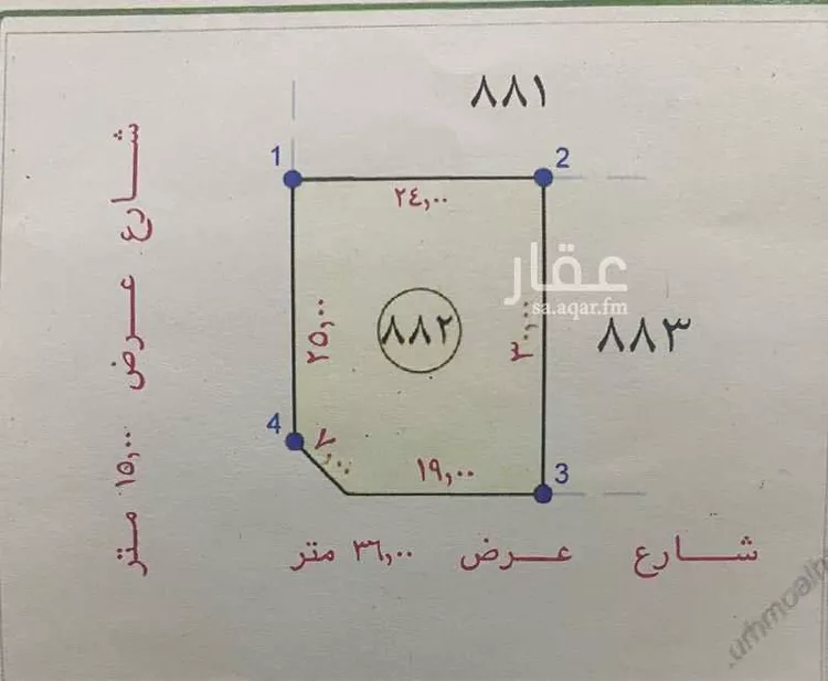 أرض للإيجار في شارع شارع صلاح الدين الايوبي, حي المروج, مدينة عنيزه, منطقة القصيم