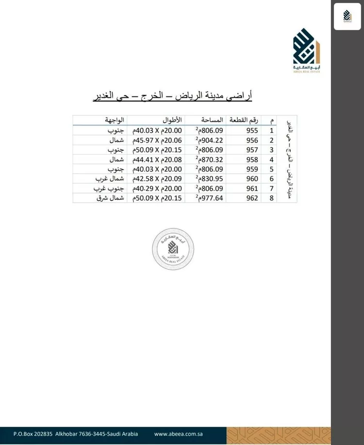 أرض للبيع في شارع القاضي ابو يعلى, حي غياضة, مدينة الخرج, منطقة الرياض صورة 2