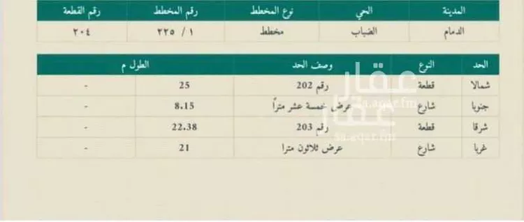 أرض للبيع في حي الضباب, مدينة الدمام, المنطقة الشرقية