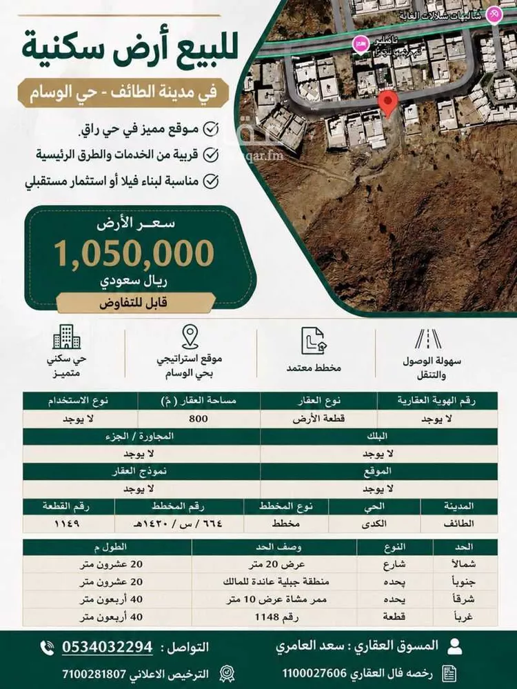 Land for Sale in Taif Al Wesam