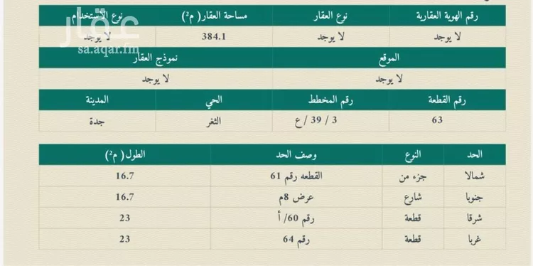 أرض للبيع في شارع علي الريس, حي الثغر, مدينة جدة, منطقة مكة المكرمة صورة 3