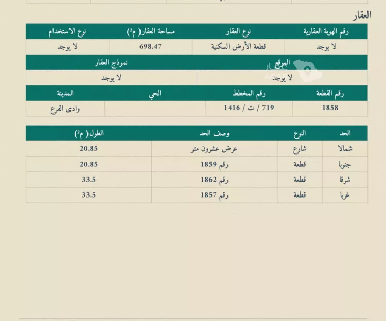 أرض للبيع في حي مخطط وادي الفرع, مدينة وادي الفرع, منطقة المدينة المنورة