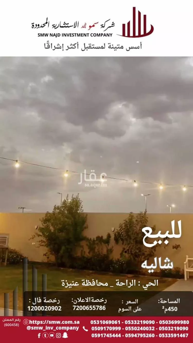 استراحة للبيع في شارع أحمد بن علي الباغاني, حي الوهلان, مدينة عنيزه, منطقة القصيم صورة 4