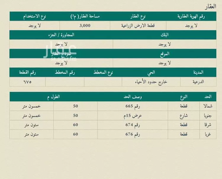 أرض للبيع في مدينة مخطط استراحات العماريه, منطقة الرياض صورة 2