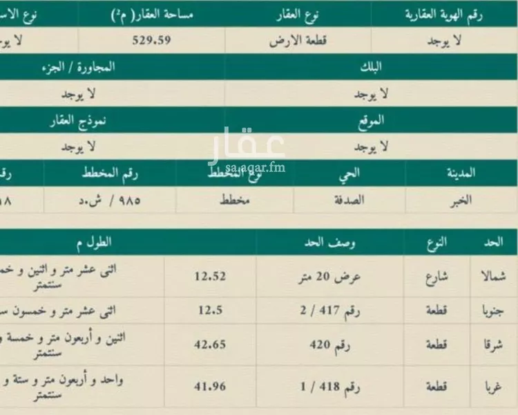 أرض للبيع في شارع صبيح بن بكرة, حي الصدفة, مدينة الدمام, المنطقة الشرقية