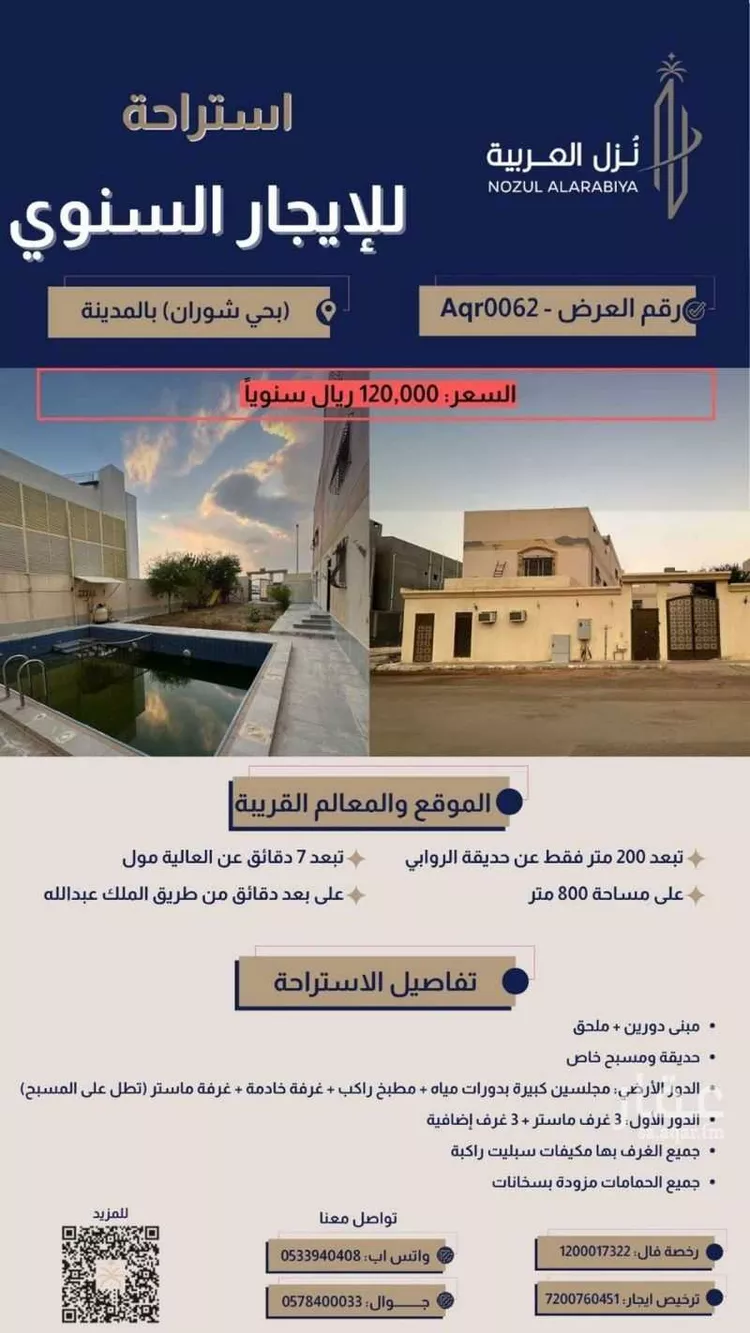 استراحة للإيجار في شارع عبدالله بن ميمون, حي الروابي, مدينة المدينة المنورة, منطقة المدينة المنورة