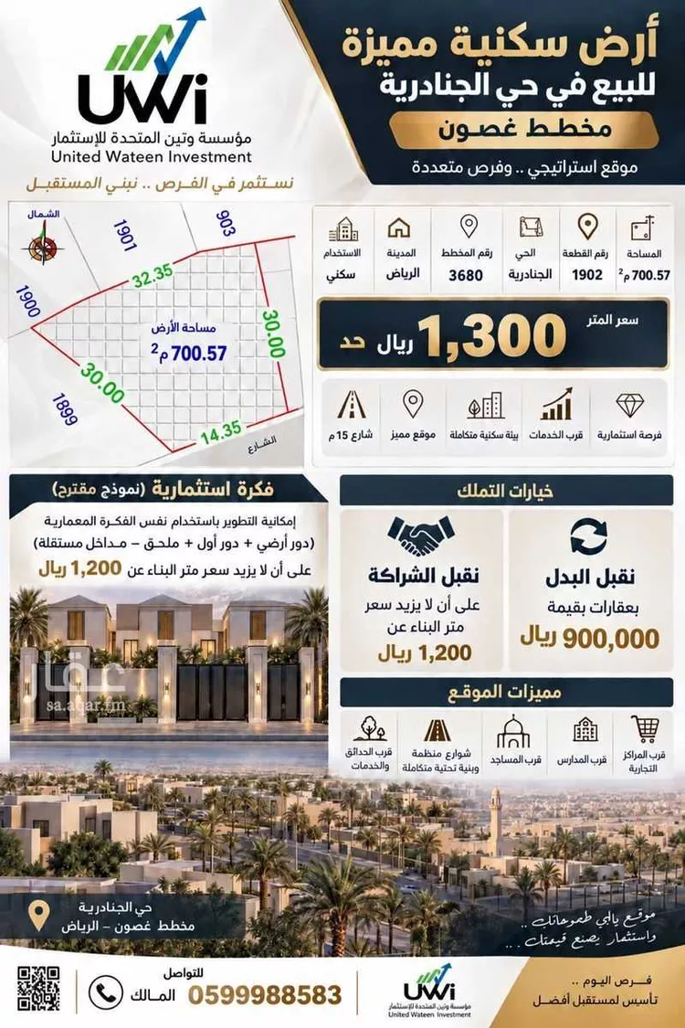 أرض للبيع في حي الجنادرية, مدينة الرياض, منطقة الرياض