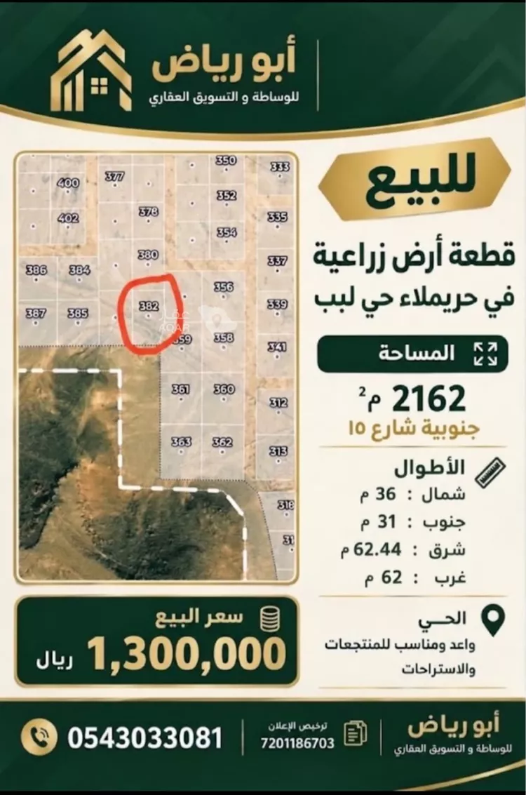 أرض للبيع في حي لبب, مدينة حريملاء, منطقة الرياض 2