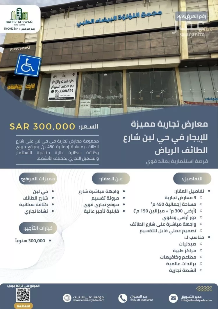 محل للإيجار في شارع الطائف, حي ظهرة لبن, مدينة الرياض, منطقة الرياض صورة 2