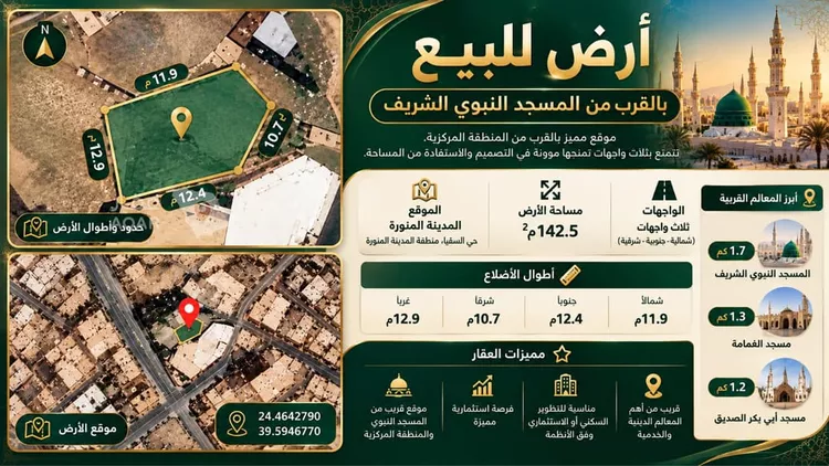 أرض للبيع في حي السقيا, مدينة المدينة المنورة, منطقة المدينة المنورة