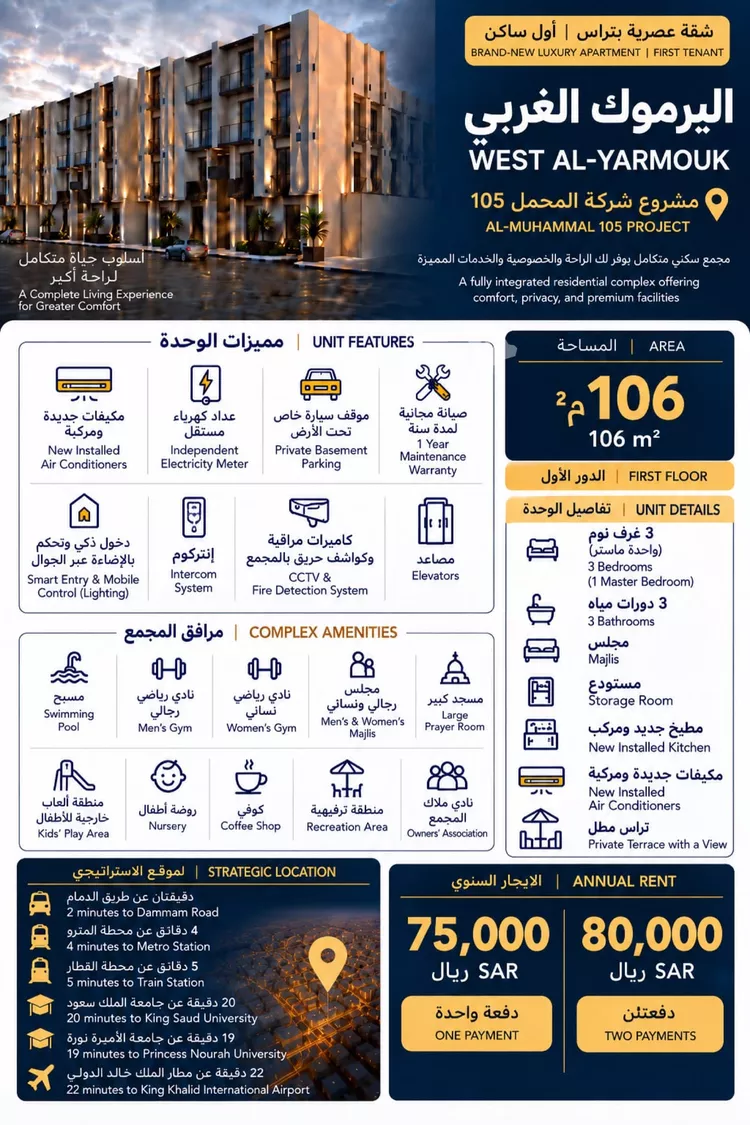شقة للإيجار في شارع بللسمر, حي اليرموك, مدينة الرياض, منطقة الرياض
