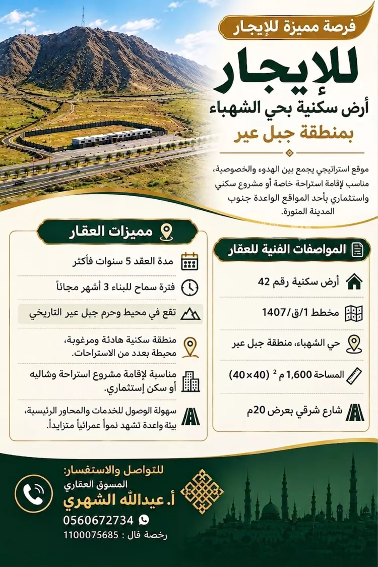 Land for Rent in Medina Jabal Ayr