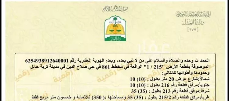 أرض للبيع في شارع 5411165, حي صلاح الدين, مدينة تربة, منطقة حائل صورة 3
