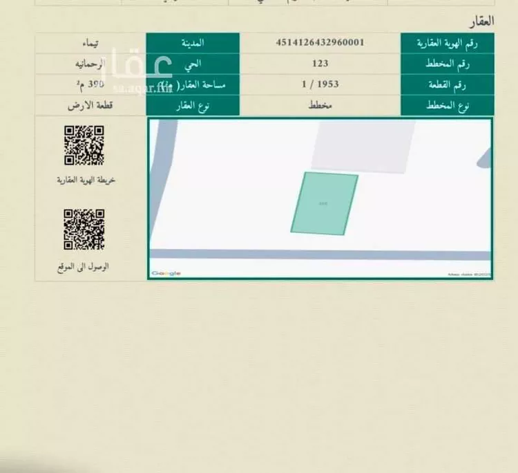 أرض للبيع في شارع العسقلاني, حي الرحمانية, مدينة تيماء, منطقة تبوك