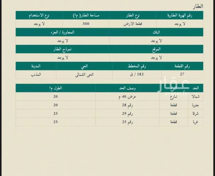 أرض للبيع في شارع ابي هريرة ، حي الخالدية ، المذنب ، المذنب