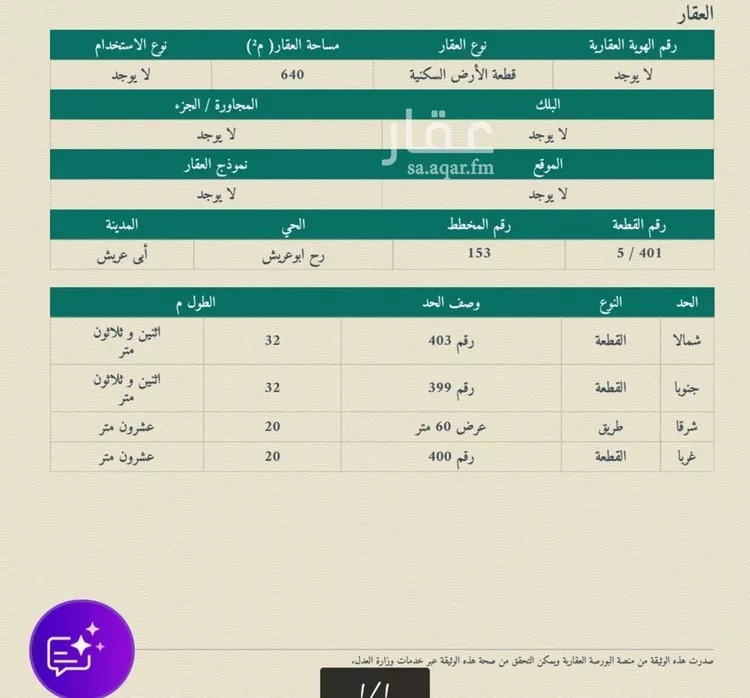 أرض للبيع في شارع الاثيل, مدينة ابو عريش - ابو عريش, منطقة جازان