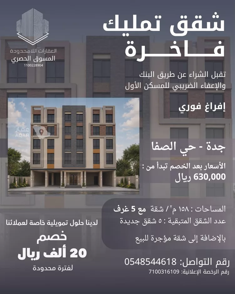 شقة للبيع في شارع عبدالرزاق البيطار, حي الصفاء, مدينة جدة, منطقة مكة المكرمة