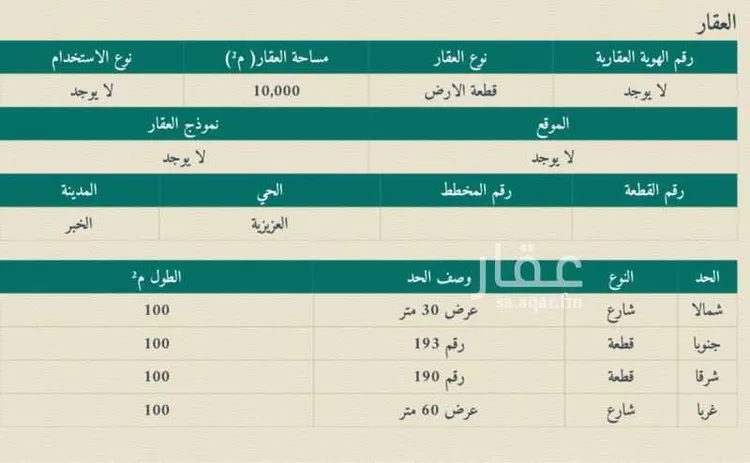 أرض للبيع في شارع شارع 100, حي اللؤلؤ, مدينة الخبر, المنطقة الشرقية صورة 2