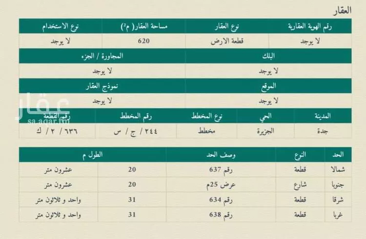 أرض للبيع في شارع الجزيرة 1, حي الجزيرة, مدينة جدة, منطقة مكة المكرمة صورة 2