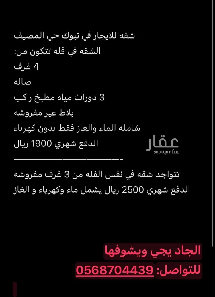 شقة للإيجار في شارع شارع أبي الدرداء, حي المصيف, مدينة تبوك, منطقة تبوك صورة 2