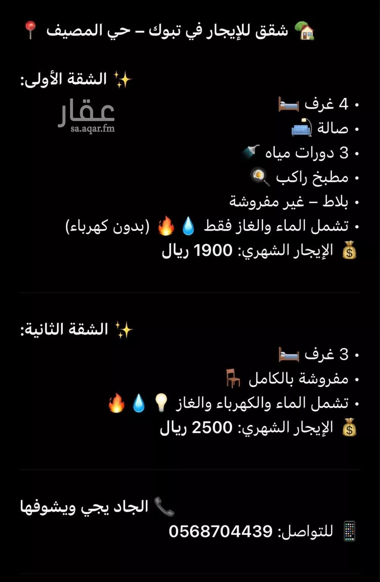 شقة للإيجار في شارع شارع أبي الدرداء, حي المصيف, مدينة تبوك, منطقة تبوك صورة 2