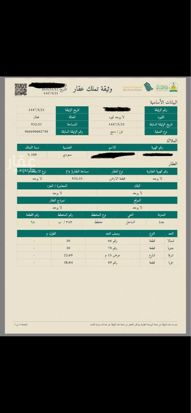 أرض للبيع في شارع برهان الدين ابراهيم الفتة ، حي الساحل ، جدة ، جدة