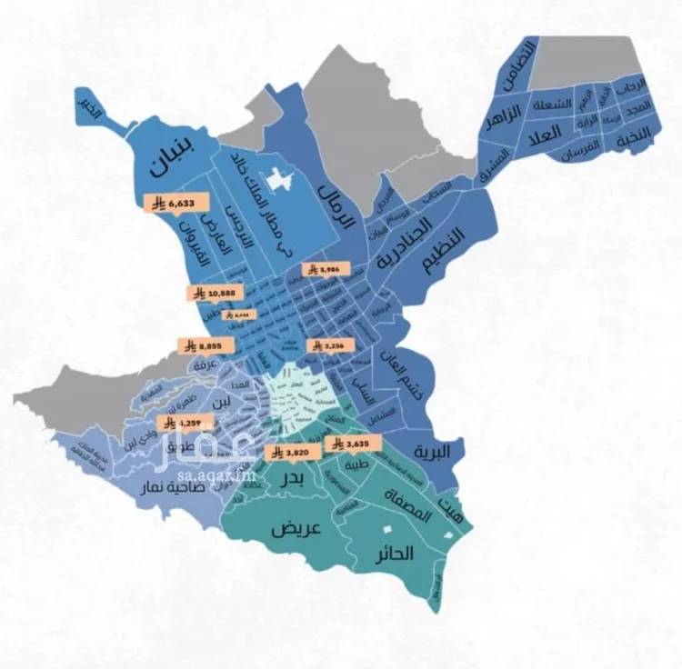 أرض للبيع في شارع جبل عماية, حي المشرق, مدينة الرياض, منطقة الرياض صورة 2