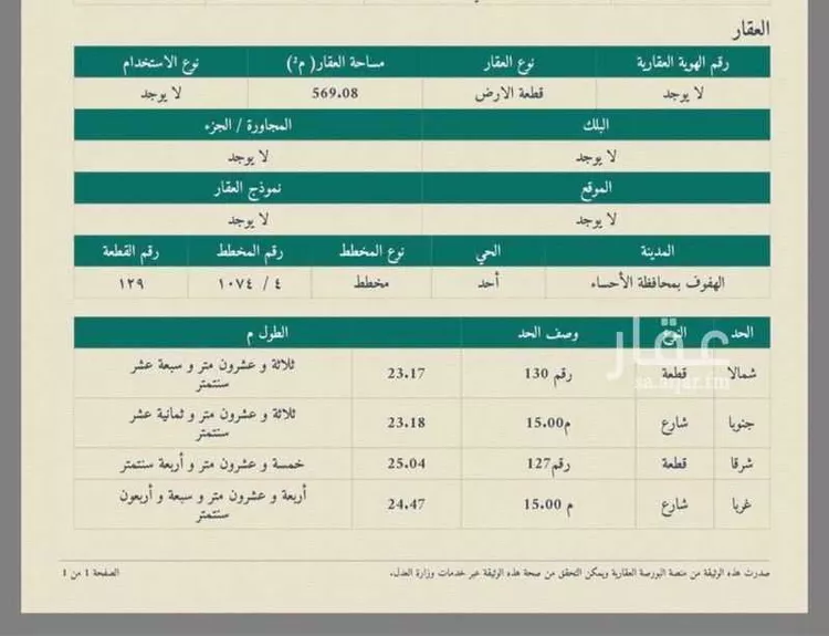 أرض للبيع في شارع ابن البصري, حي أحد1, مدينة الاحساء, المنطقة الشرقية صورة 2