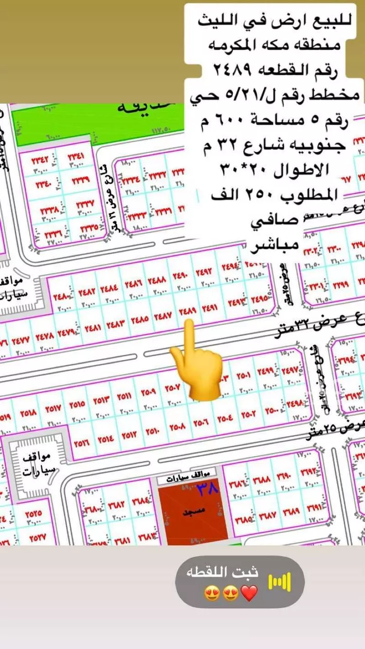 أرض للبيع في شارع عثمان الرويني, حي (حي رقم (5, مدينة الليث, منطقة مكة المكرمة صورة 2