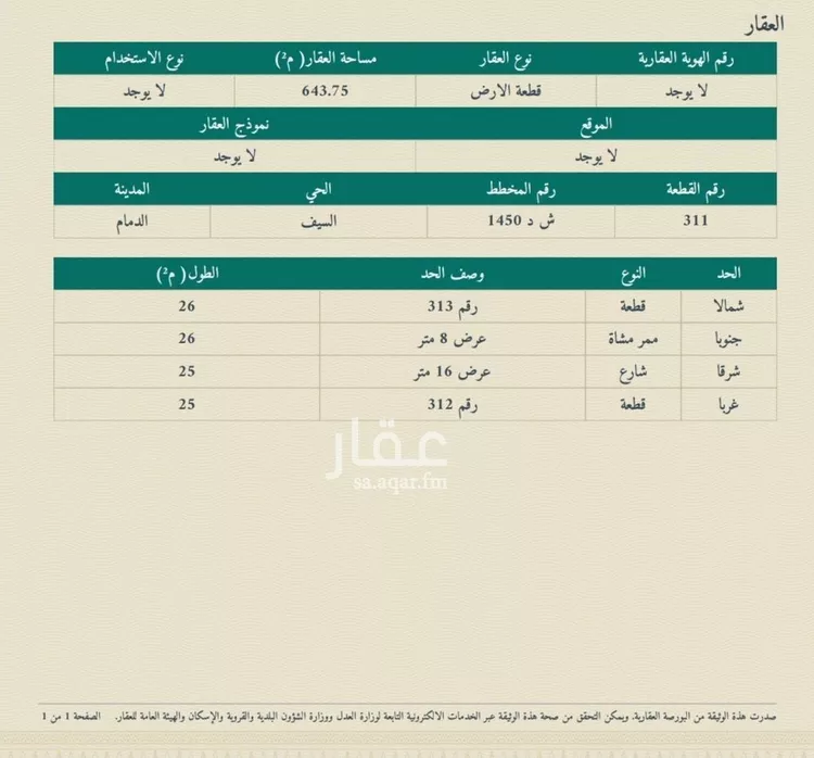 أرض للبيع في شارع 84 السيف, حي السيف, مدينة الدمام, المنطقة الشرقية