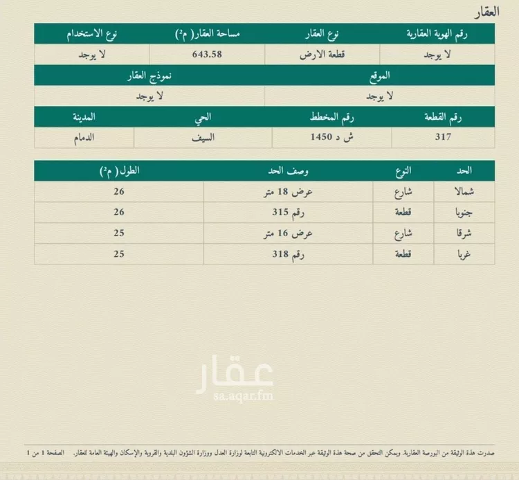 أرض للبيع في شارع 84 السيف, حي السيف, مدينة الدمام, المنطقة الشرقية