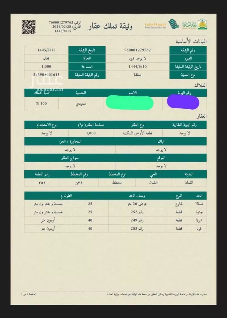 أرض للبيع في الشنان ، الشنان صورة 2