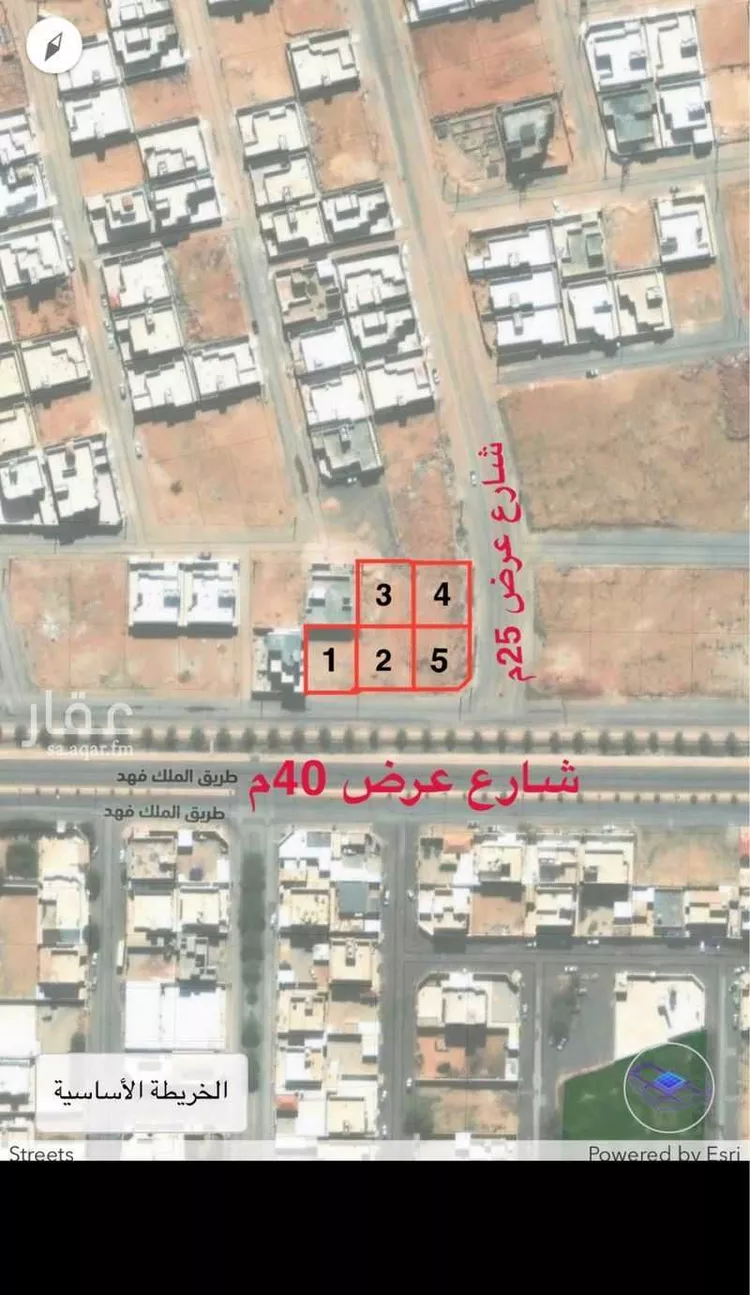 أرض للبيع في شارع الملك فهد, حي القادسية, مدينة البدائع, منطقة القصيم
