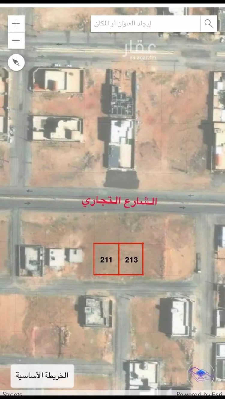 أرض للبيع في شارع الملك فهد, حي القادسية, مدينة البدائع, منطقة القصيم