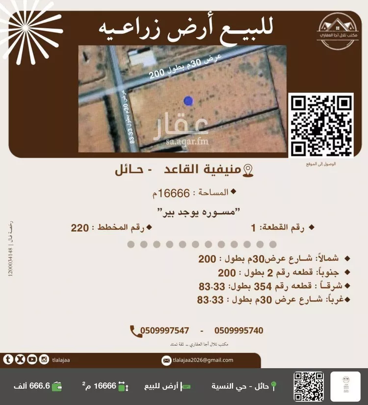 أرض للبيع في شارع منيفة القاعد 592, حي منيفة القاعد, مدينة منيفة القاعد, منطقة حائل