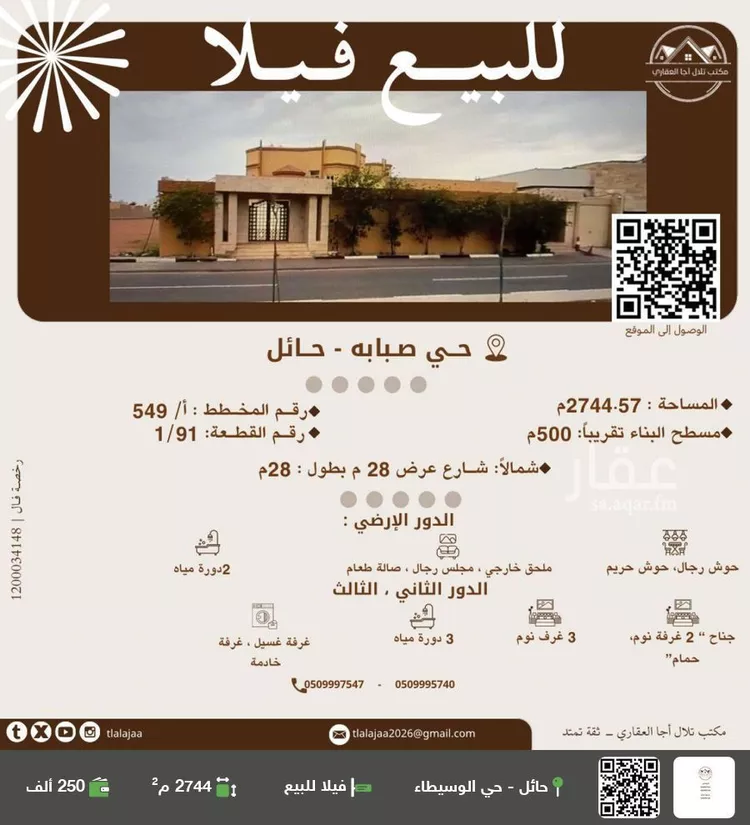 فيلا للبيع في شارع طريق الملك فيصل بن عبد العزيز, حي صبابة, مدينة حائل, منطقة حائل