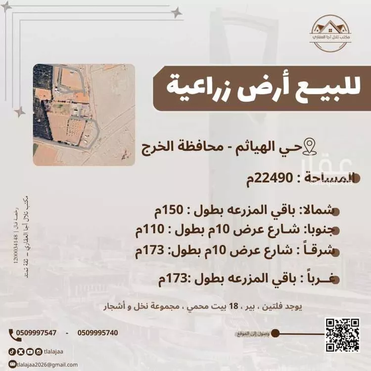 مزرعة للبيع في شارع طريق الخرج , حي فرزان, مدينة الخرج, منطقة الرياض