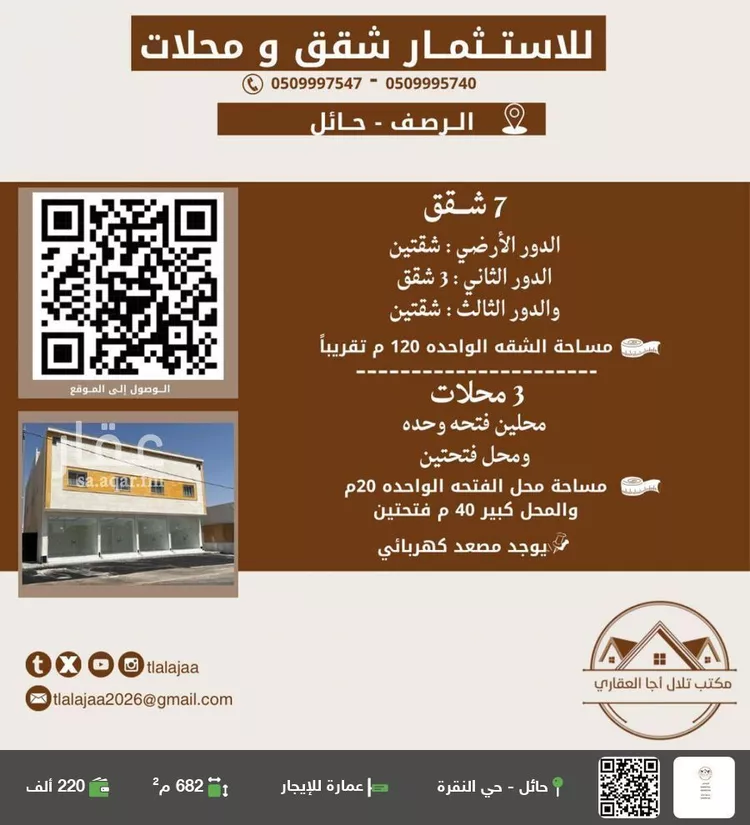 عمارة للإيجار في حي الرصف, مدينة حائل, منطقة حائل