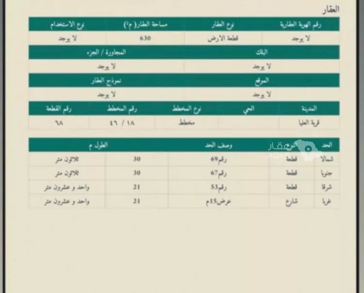 أرض للبيع في شارع المروج 12 ، حي المروج ، العاذرية ، قرية العليا