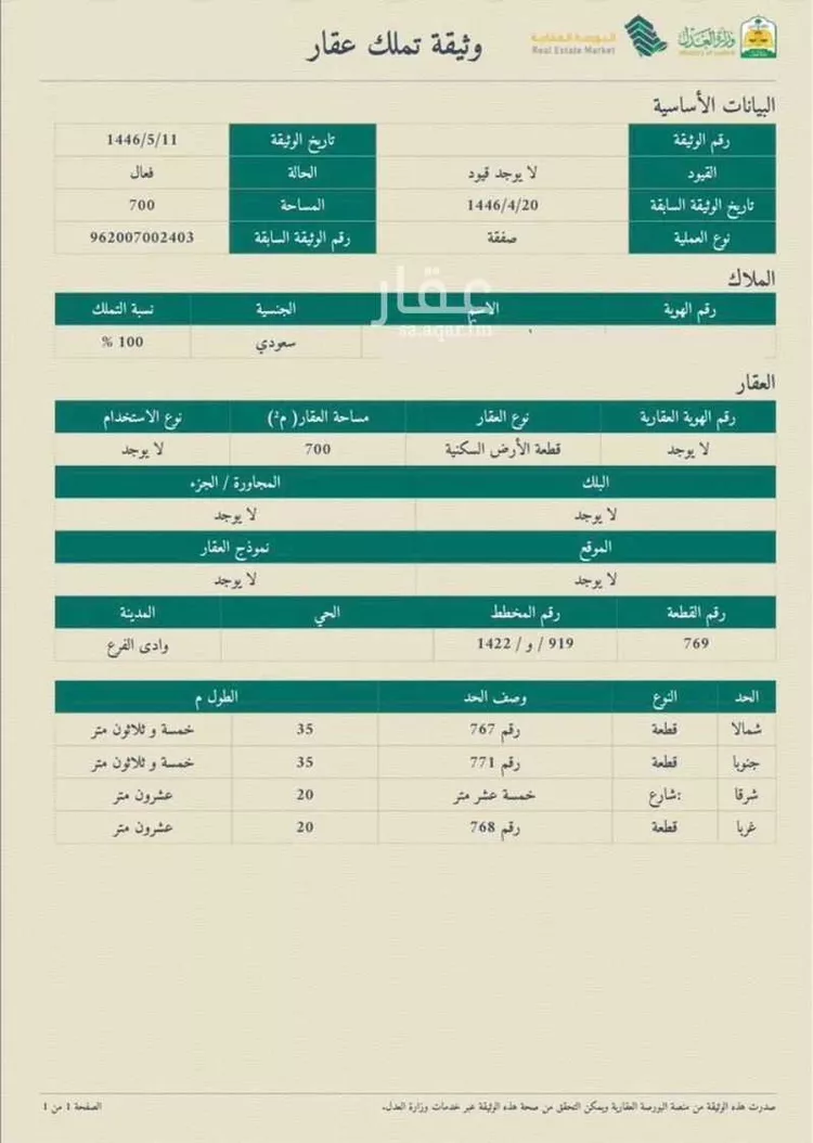 أرض للبيع في حي مخطط وادي الفرع, مدينة وادي الفرع, منطقة المدينة المنورة صورة 4