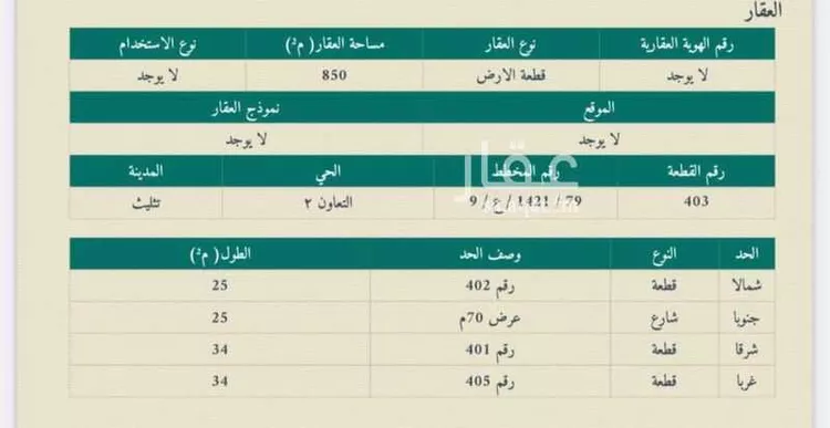 أرض للبيع في شارع طريق الملك فهد, حي التعاون, مدينة تثليث, منطقة عسير